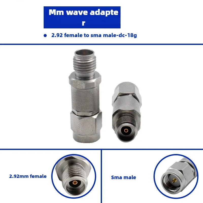 

2.92MM Female Head to SMA Male Head Millimeter Wave High Frequency Adapter 18GHz Stainless Steel Test Head for Electronic Compon