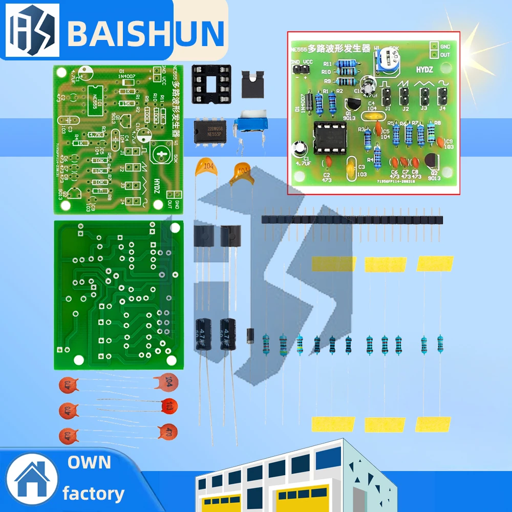 DC6-12V NE555 Pulse Generator Module Sine/Triangle/Square Wave generator multi-channel Waveform Signal Generator DIY Kit