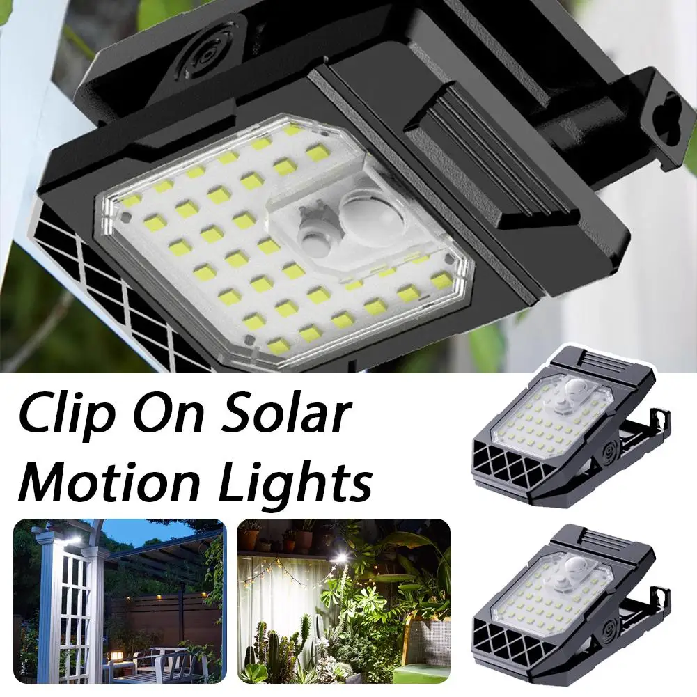 Clip On Solar Motion Sensor Light Outdoor Waterproof Fence Light 3 Modes Wide Angle Security Light for Deck Railing Steps Patio