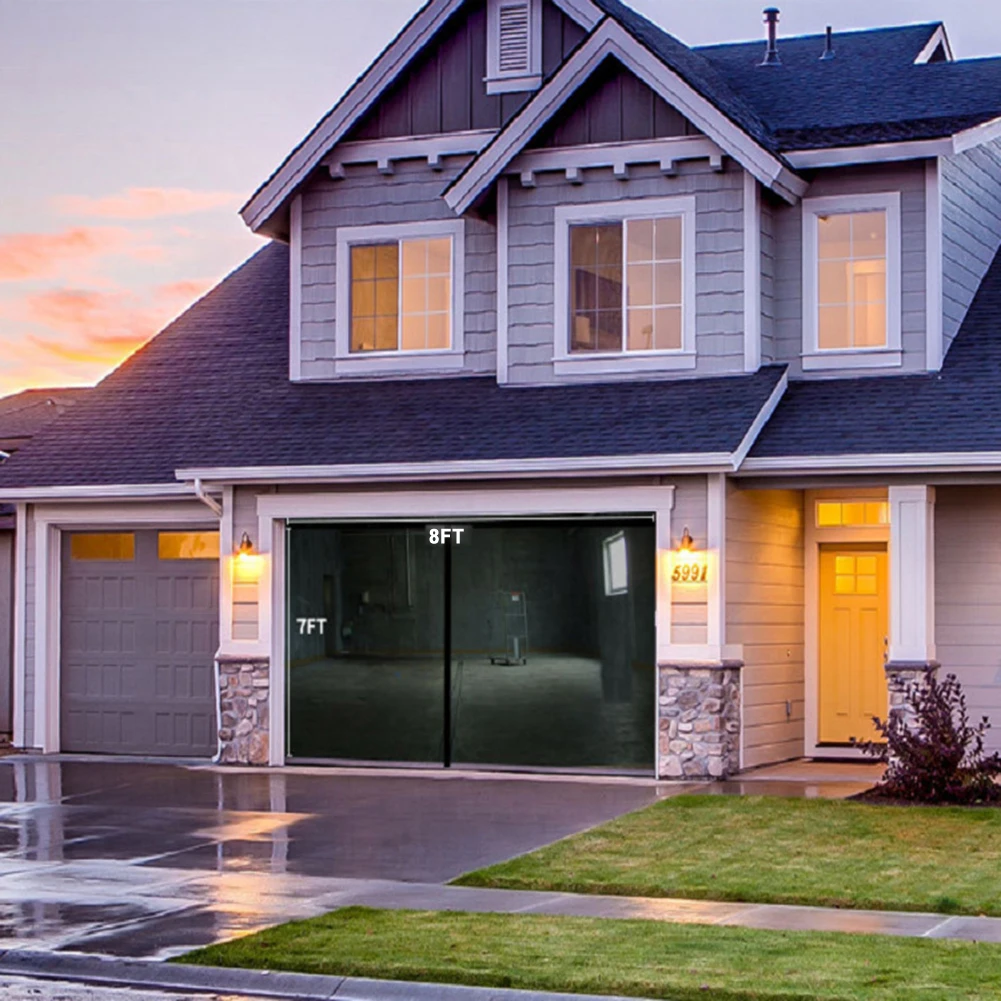 8x7 Feet 8x7 Feet Screen Fiberglass Screen Door Back Patio Designed For 1-Car Garages Perfect Fit For Garage Doors