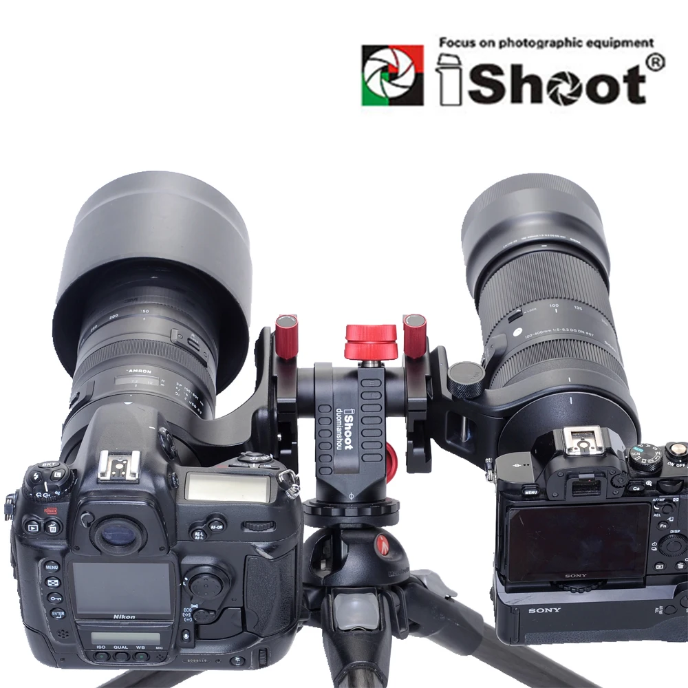 iShoot Dual-camera Sync 360° Cantilever Gimbal Tripod Crane Head for Fujifilm XF 200mm F2R & Fujifilm XF 150-600mm F5.6-8 R LM