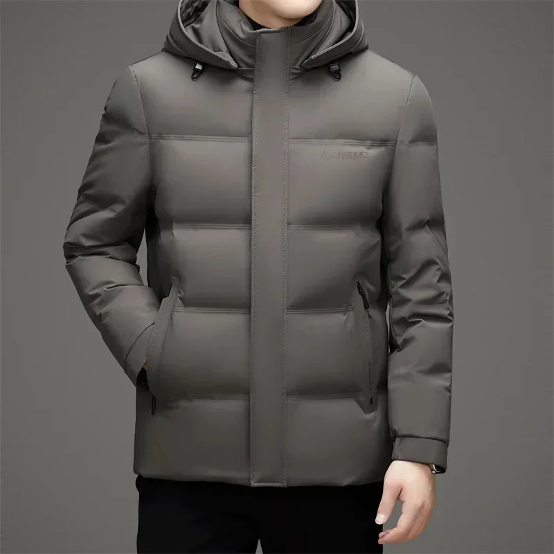 Designer Clothing Men\'s Short Down Jacket 2025 New Luxury White Duck Winter Thick Warm Casual Coat Menswear