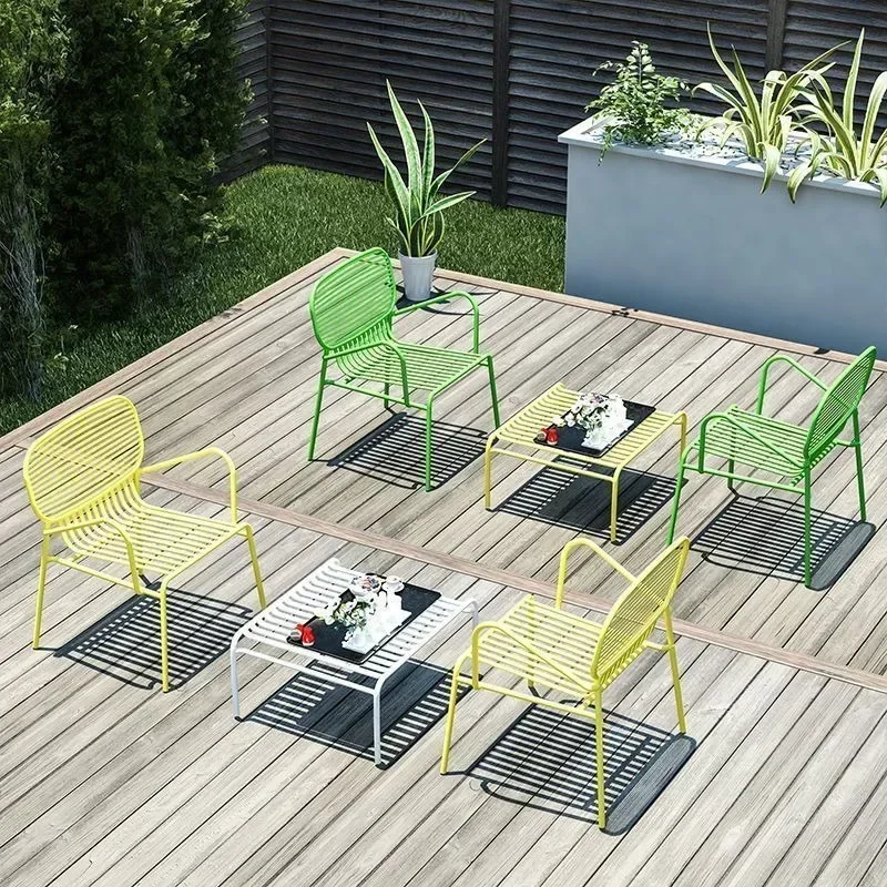 Outdoor wrought iron tables and chairs B & B courtyard casual dining table and chairs open-air garden balcony waterproof and sun
