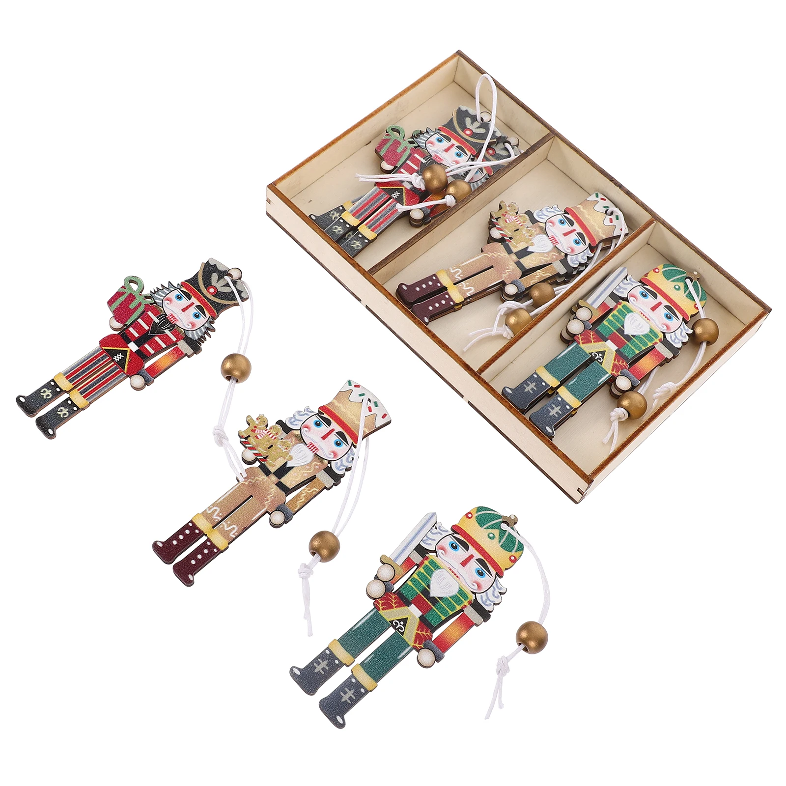 9 Pcs Nutcracker Pendant Crafts Ornament Hanging Decoration Wedding Ornaments Handmade Figures Wood Pendants