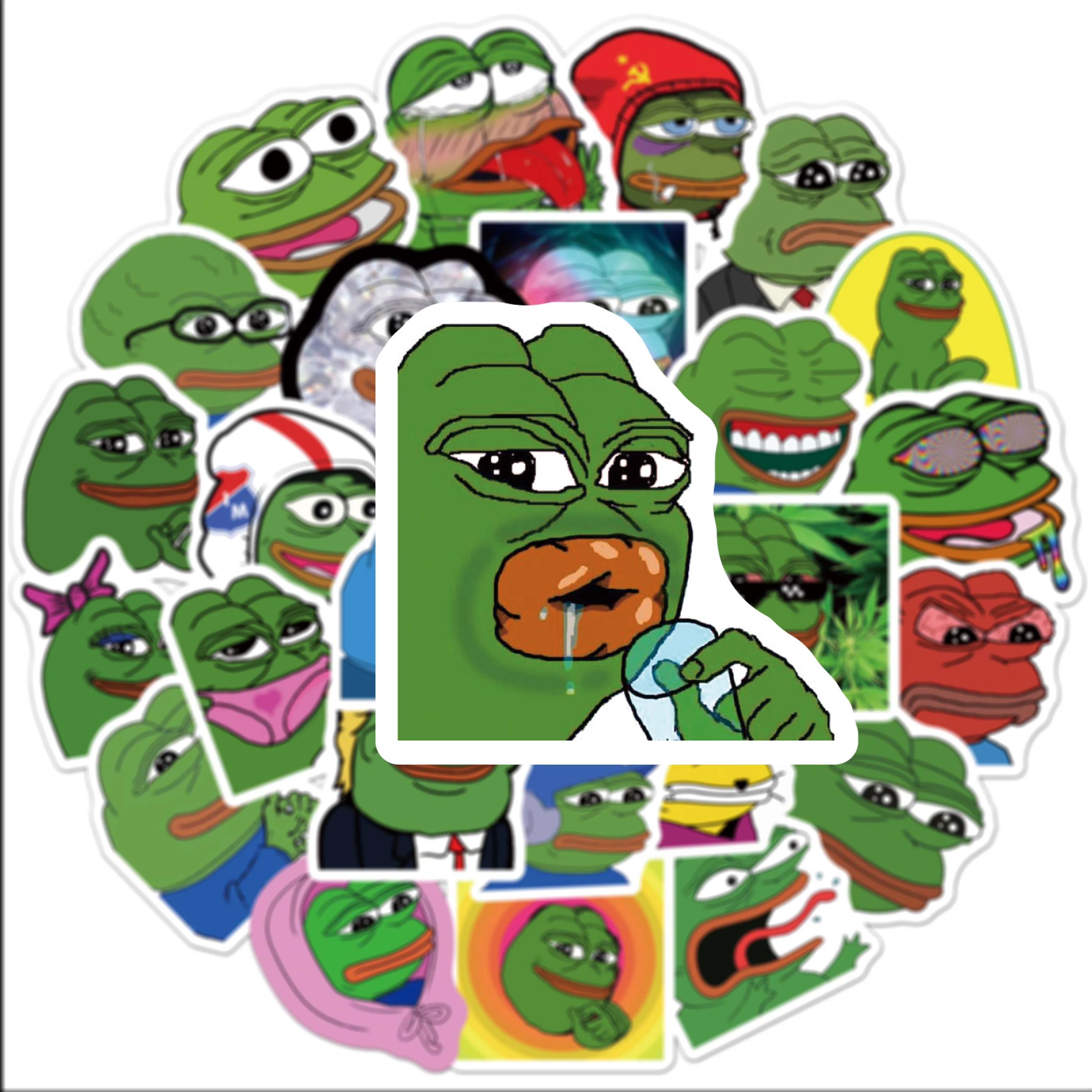 50Pcs Funny Pepe Frog Stickers Frog Peoe Decals For Phone Laptop Suitcase Notebook Skateboard Waterproof Stickers