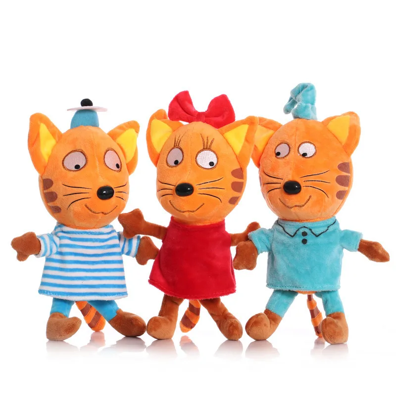 

15-20cm Russian Три кота My Family Three Happy Kittens Cats Plush Toy Cookie Candy Pudding Anime Cat Plush Soft Stuffed Toys