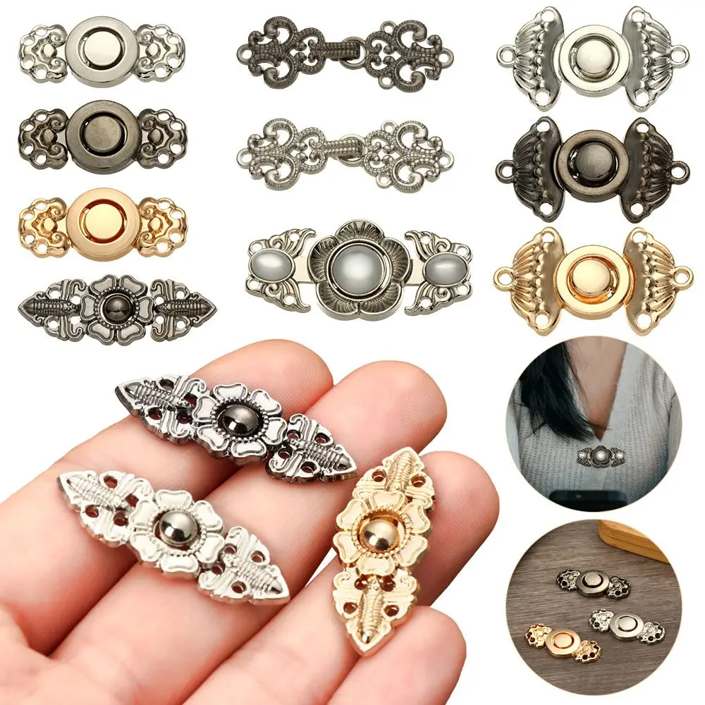 6Pcs DIY Decor Scarf Clasp Sweater Cape Cloak Clasp Connection Buckle Cheongsam Buckle Metal Buttons