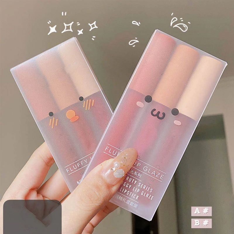 3 unids/set de esmalte de labios de terciopelo mate, taza antiadherente, lápiz labial duradero, bálsamo labial resistente al agua, maquillaje de labios, regalos perfectos para mujer