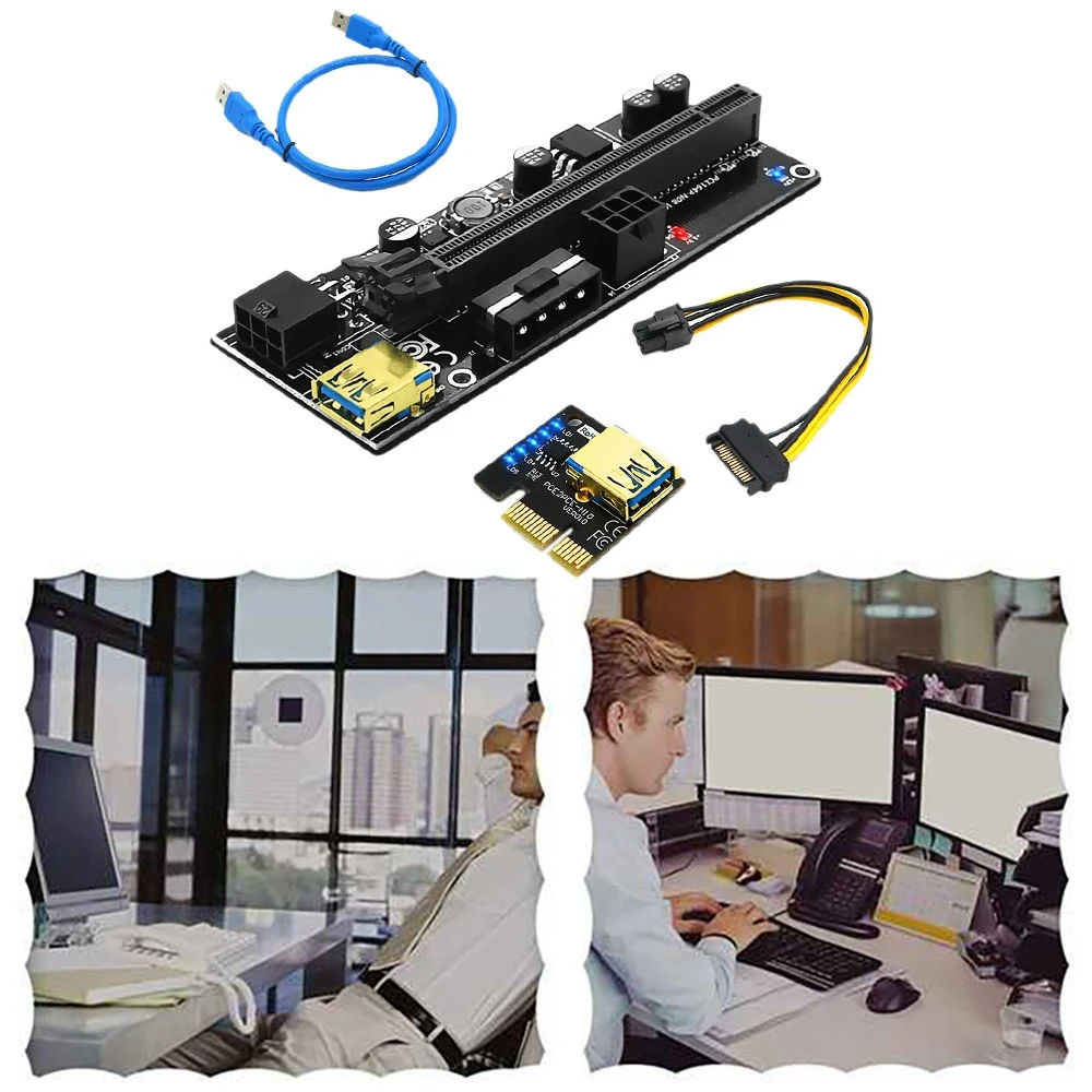 EF-الإصدار الجديد 009S Plus PCI-E 1X إلى 16X USB3.0 60 سم SATA3.0 بطاقة رفع الرسومات مع فلاش أزرق LED لمنجم BTC