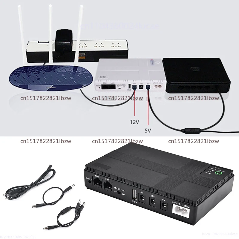 DC1018P 10400 mAh DC fuente de alimentación ininterrumpida monofásica 5V9V12V, adecuada para WIFI y enrutadores 8800mah