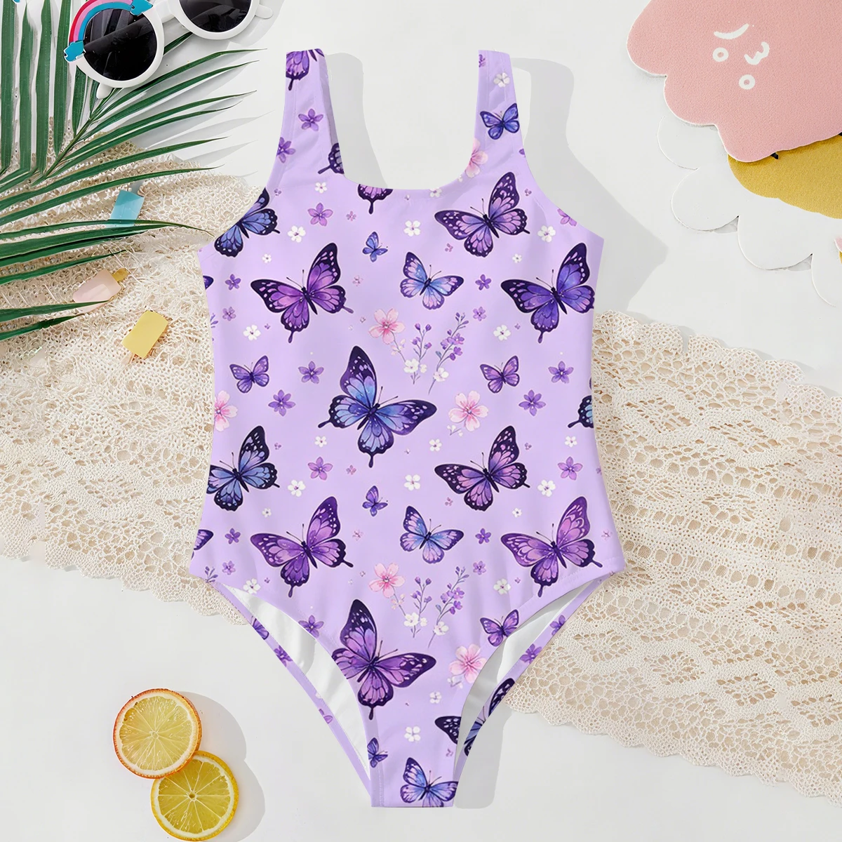 Girls' Summer Atmospheric Butterfly Fashionable Tight One-piece Swimsuit
