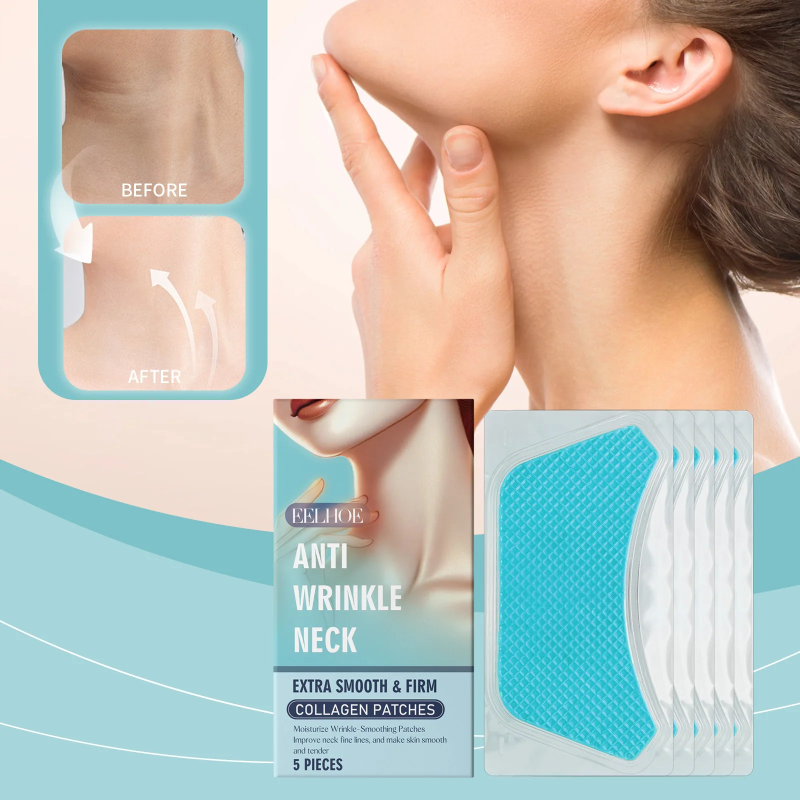 

EELHOE Коллагеновая маска для шеи, патч, нежно питательный лак для шеи, эластичная увлажняющая маска для ухода за кожей, маска для шеи