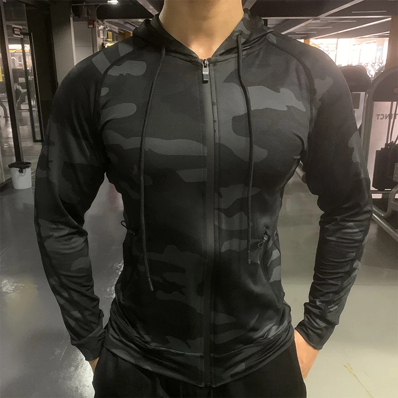 Men Outdoor Sports Jackets Hoodies Quick Dry Fit Long Sleeve Tops with Hood Male Running Sweatshirts 2023 Casual Jacket Hoodies