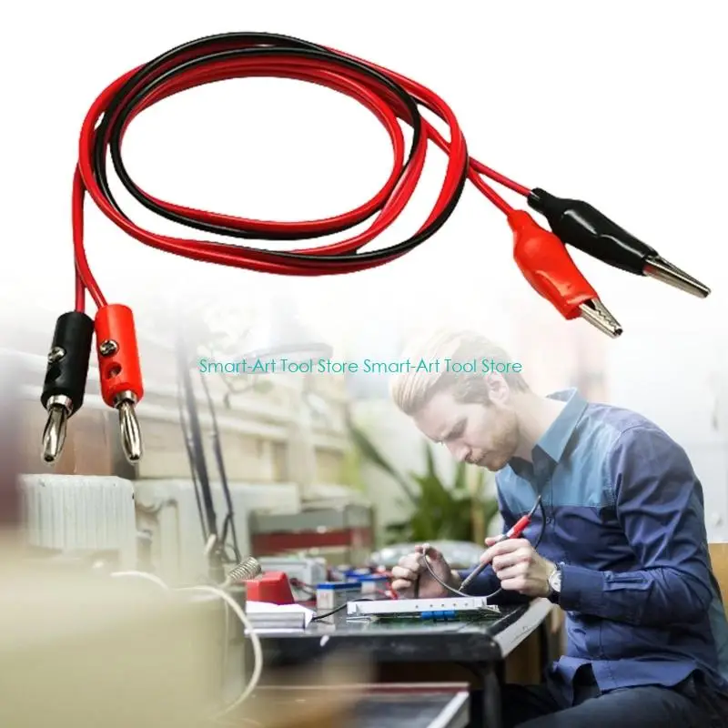 E1PB 2Pcs Double End Test Leads Wire Line Banana Plug to Clip Test Leads Multimeter Testing Cable Easy to Use
