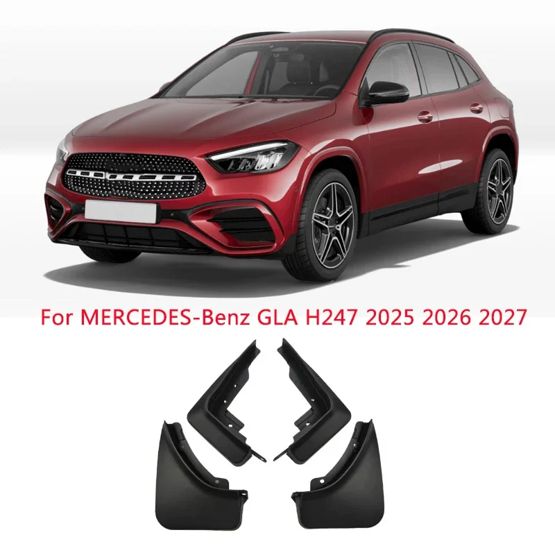 4PCS Car Fender Mud Flap Auto Splash Guard Anti-dirt Wear-resistant Body Accessory For Mercedes-Benz GLA-Class H247 2025-Present