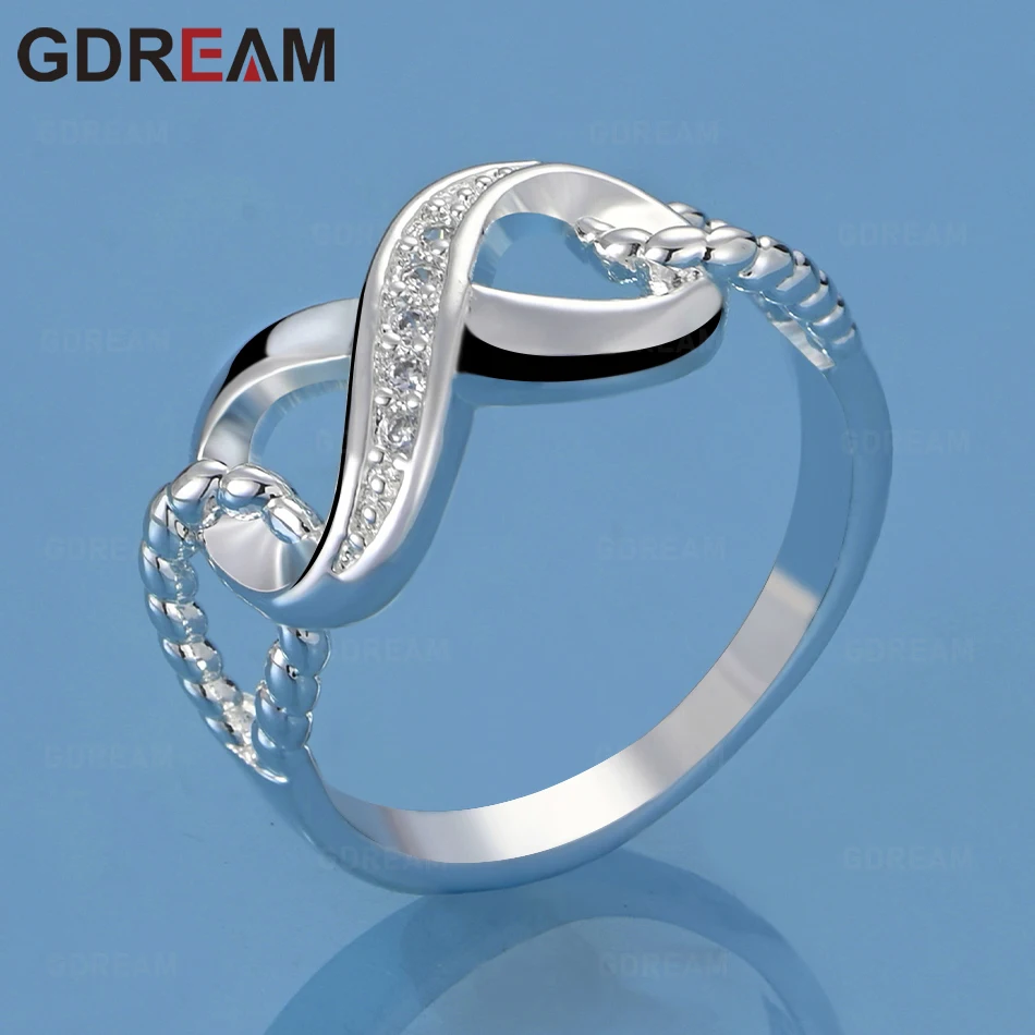 

GDREAM 925 Sterling Silver Number 8 Hollow Zircon Ring Small Fresh Design Women'S Engagement Jewelry