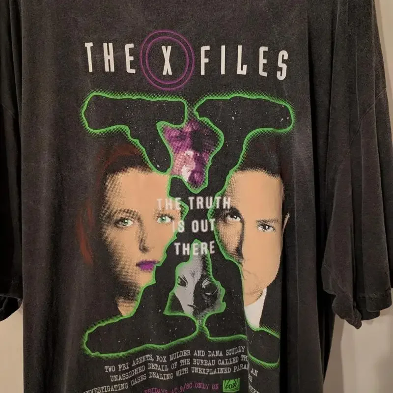 Vintage retro style THE X FILES movie short sleeve black color shirt KV38159