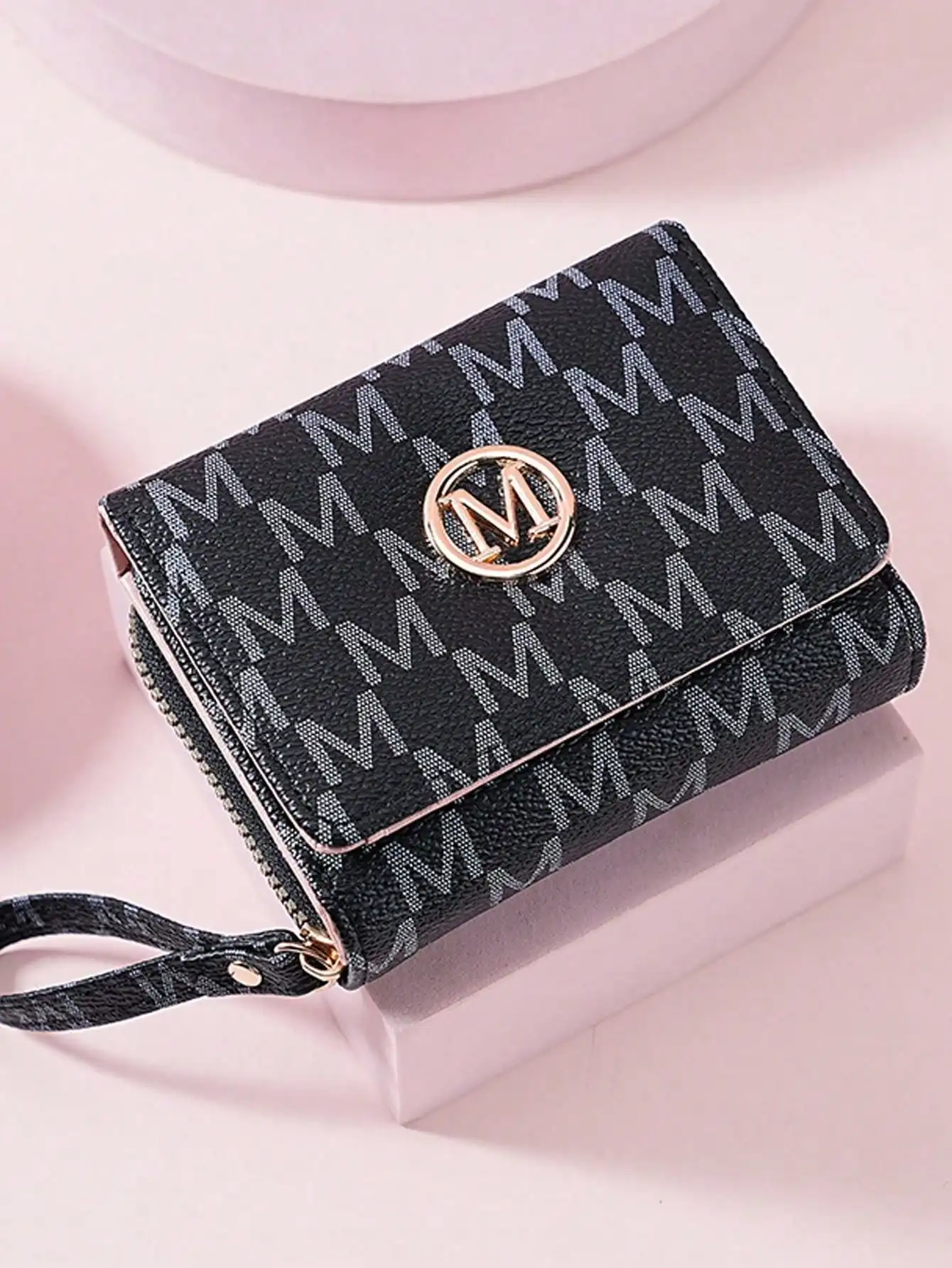 

Women Short Zipper Tri-Fold Embroidered Wallet Fashion New Multi Card Slots Clutch Coin Purse With Wrist Strap Suitable For Daily Use Back To School Graduation Birthday Gift For Women Wallet Mini Wallet Purse Wallet Small Wallet Cute Wallet