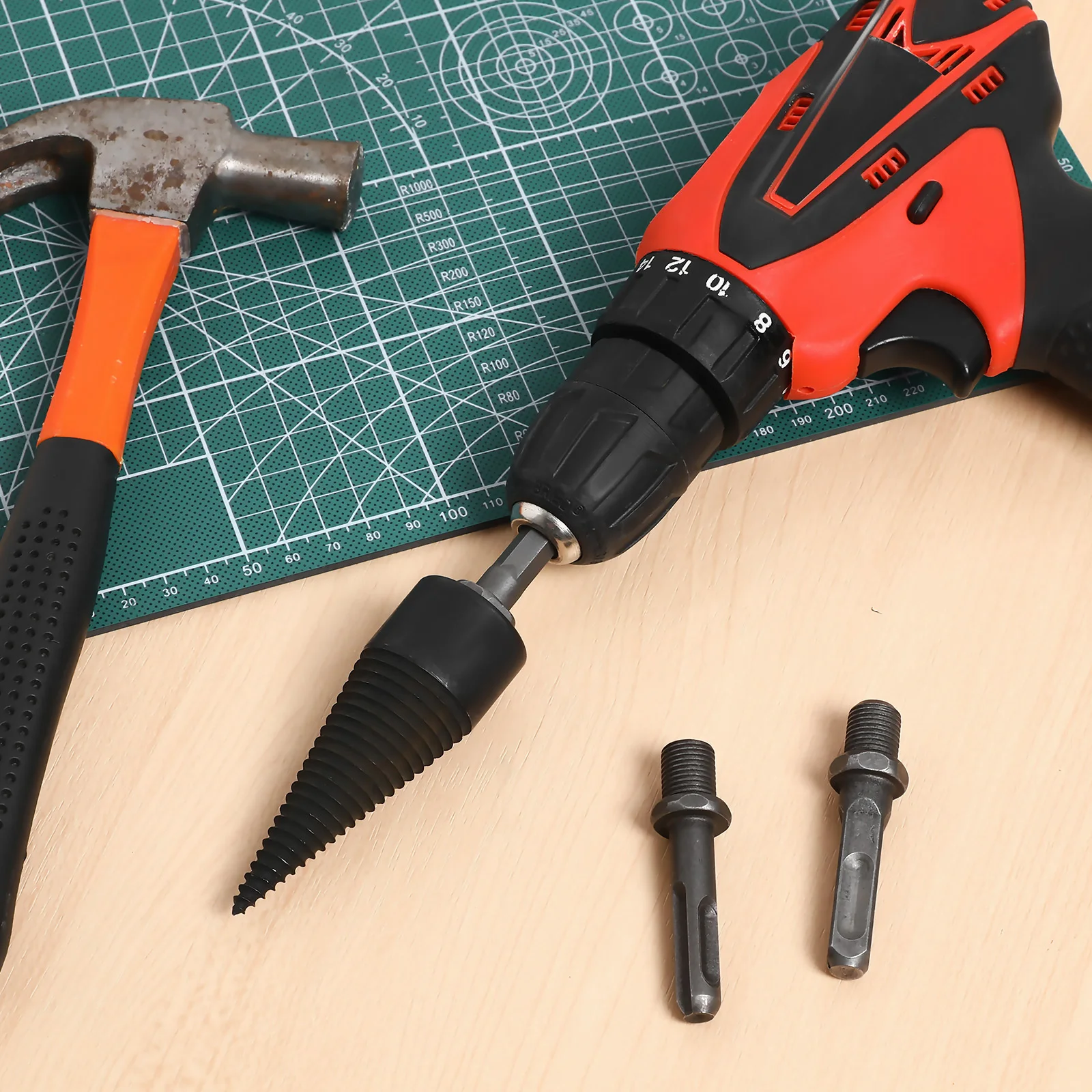 

4 pcs For Log Firewood Drill Bit Splitting Firewood Steel With 3 Connectors Wood Splitter Drill Bit Heavy Duty Tool Parts