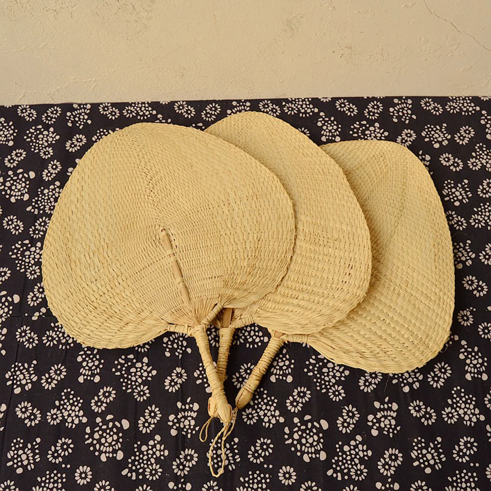 

Hand Woven Peach-Shaped Palm Leaf Fan Natural Lightweight Decorative Fan For Home Wedding Party Adult Use Decoration