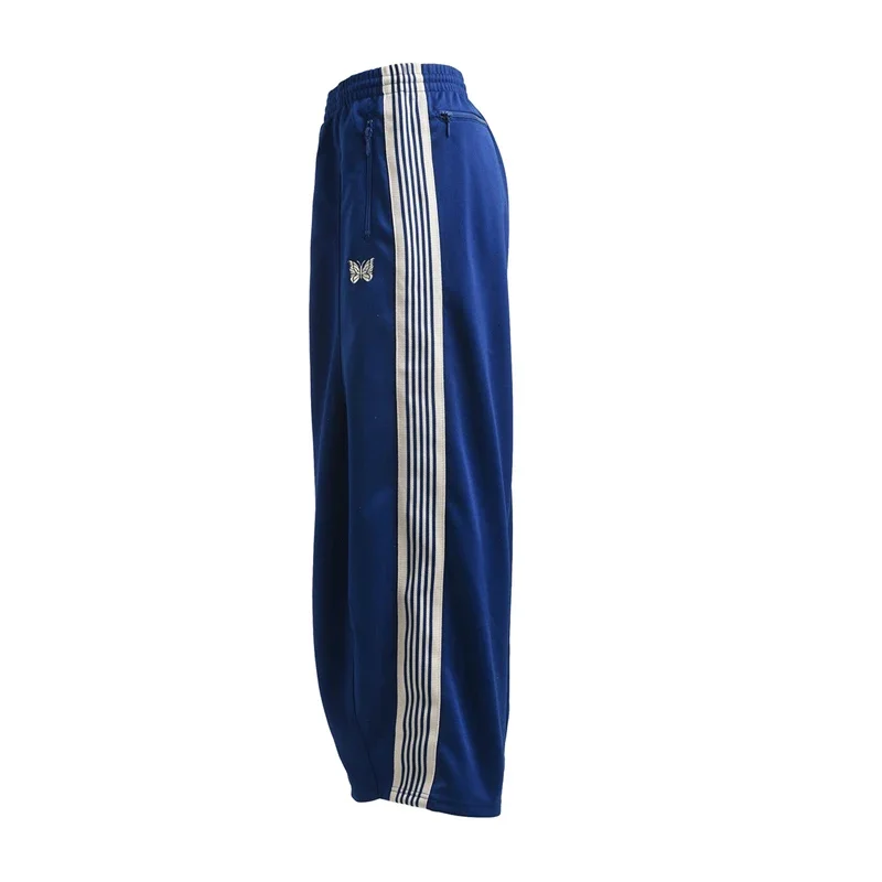 Casual Nee dles Wide Leg Striped Sweatpants Men Women 1:1 Tag Butterfly Embroidery Pants Jogger Drawstring Blue Trousers