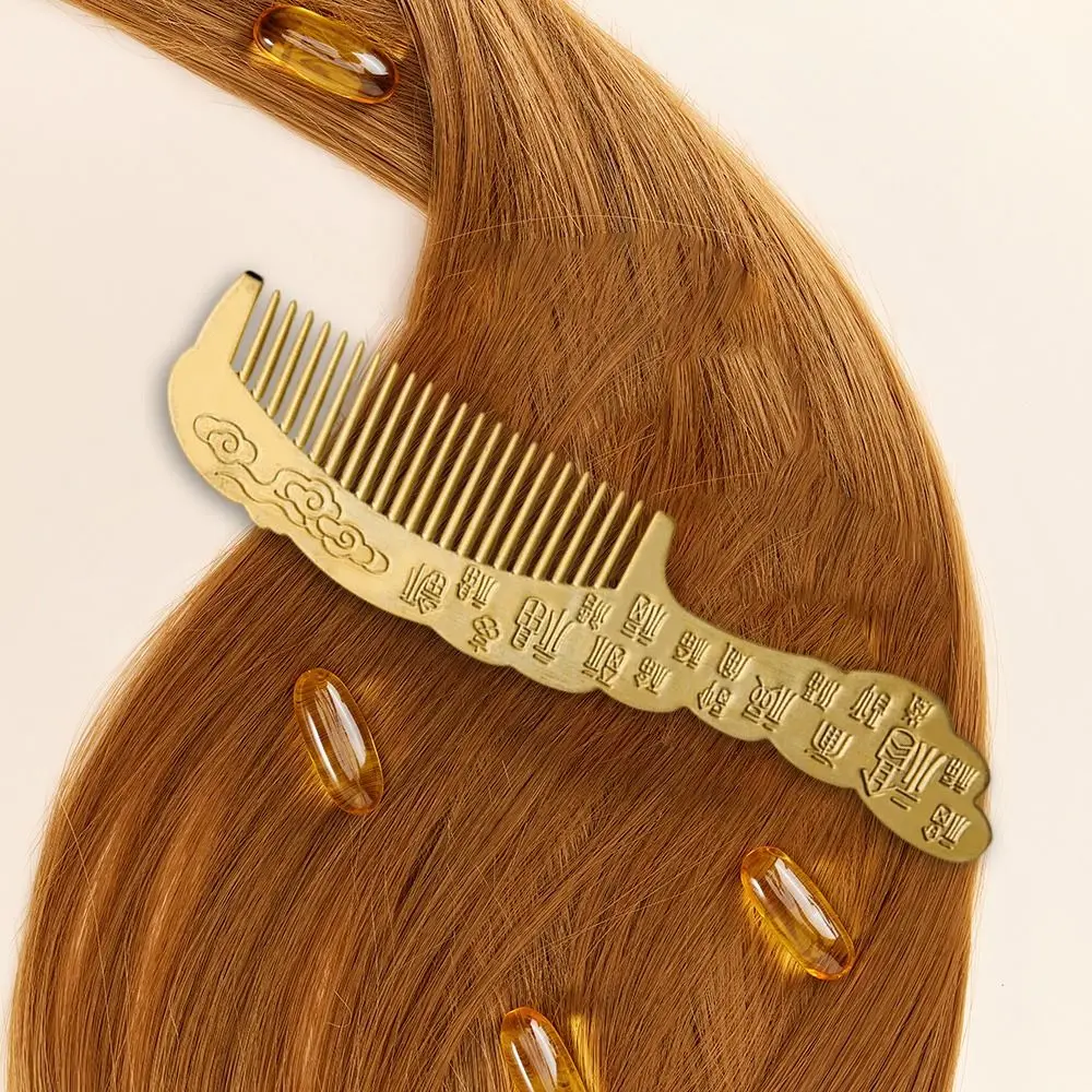 خمر Colorfast الطاووس النحاس مشط مكافحة ساكنة اليدوية هدية النحاس النقي مشط الشعر مشط ديكور المنزل خلع الملابس #2