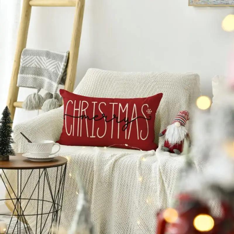 Christmas Decorative Linen Pillow Cover 30x50cm Sofa Throw Pillowcase Rectangle Christmas Decorations Home Decor Cushion Cover