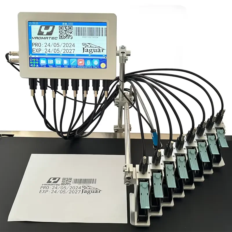 YAOMATEC Multi-heads TIJ Online Inkjet Printer for Carton Plastic Metal Paper with 12.7mm and 25.4mm Print Height Date Code