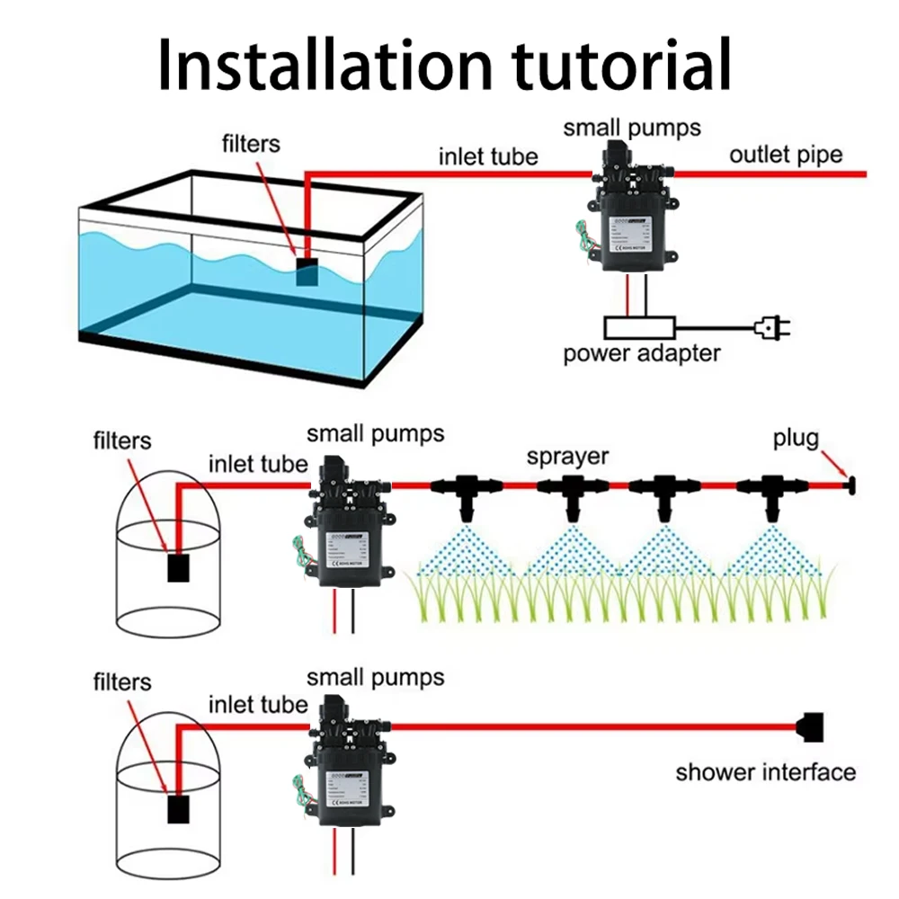 12V DC Automatic Water Pump High Pressure Diaphragm Water Pump 120W 8L/Min Electric Multifunctional Self-priming Pump