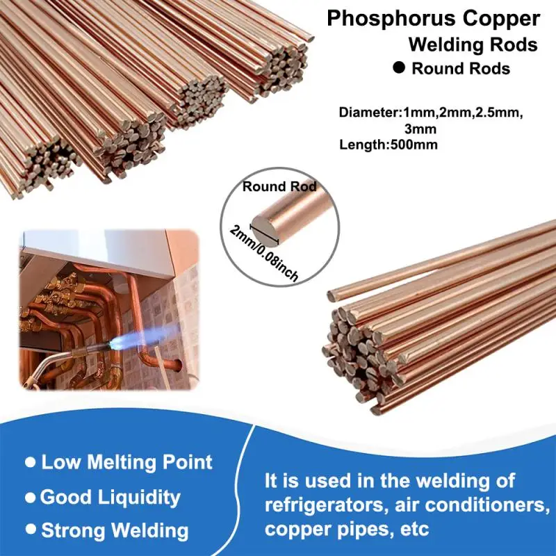 

10pcs~5pcs 500mm Brass Welding Rod Phosphorus Copper Electrode Welding Wire Soldering Rod Bronze No Need Solder Powder