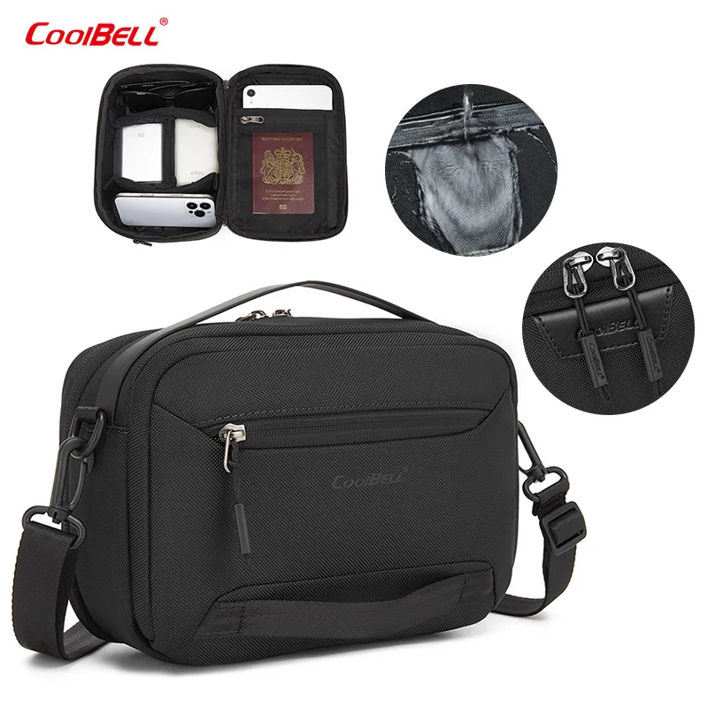 Men Shoulder Bag Crossbody Bags Electronic Organizer Bag Waterproof Multi Compartment Digital Accessories Cable Storage Pouch