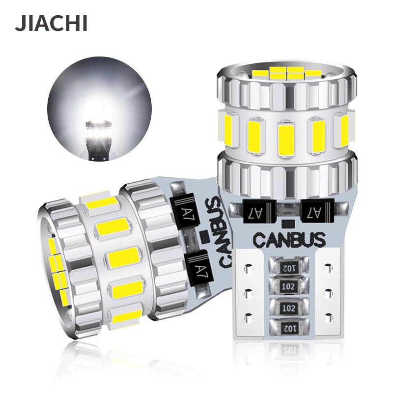 Jiachi 2pcs No Polar CANBUS LED T10 3014Chip-18W Light Bulb 6000K 12V Car Reading Lamp License Plate Light Instrument Lamp White