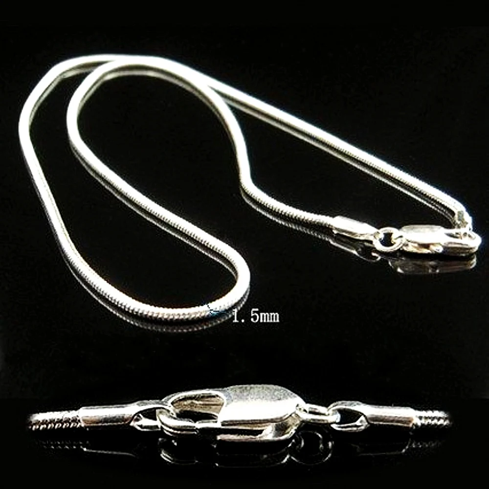 

Wholesale 50pcs Lobster Clasp silver plated Snake Chains Necklace for Women 1.5mm 18inch