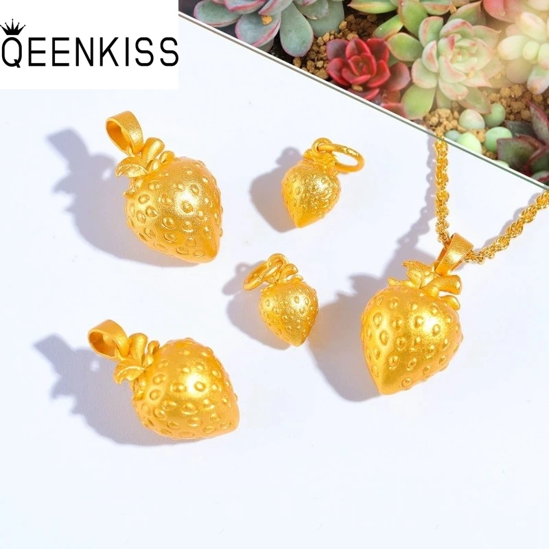 

QEENKISS Gold Strawberry Necklace Pendants For Women Wedding Party Birthday Christmas Bride Mother Girl Ladies Gifts PT5194