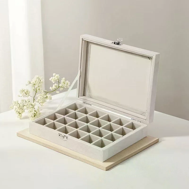 Transparent Window Large Capacity 24 Grid Jewelry Storage Box, Simple And High-end Ring Necklace Jewelry Storage Display Box