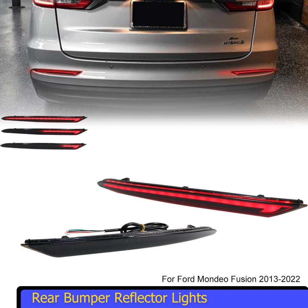 

2pcs LED Rear Bumper Reflector Lights Brake Warning Dynamic Turn Signal Lamp 12V For Ford Mondeo Fusion 2013-2022