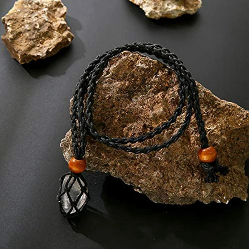 4X Necklace Cord Empty Stone Holder, Necklace Cord For Crystals, Pendant Stone Holder Adjustable Necklace Holder Pendant image 2