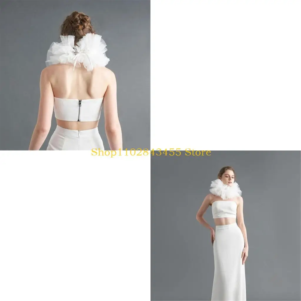 49mc-多層メッシュ生地フリルフェイクカラービクトリア朝スタイルピエロチョーカーネックラフ