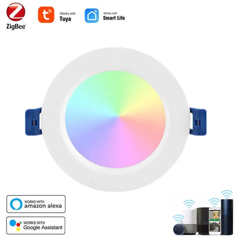 

Zigebee Tuya Smart Led Downlight,Smart Home 16 Million Colors Music Control Spot Light Smart Life App,For Alexa Google Home