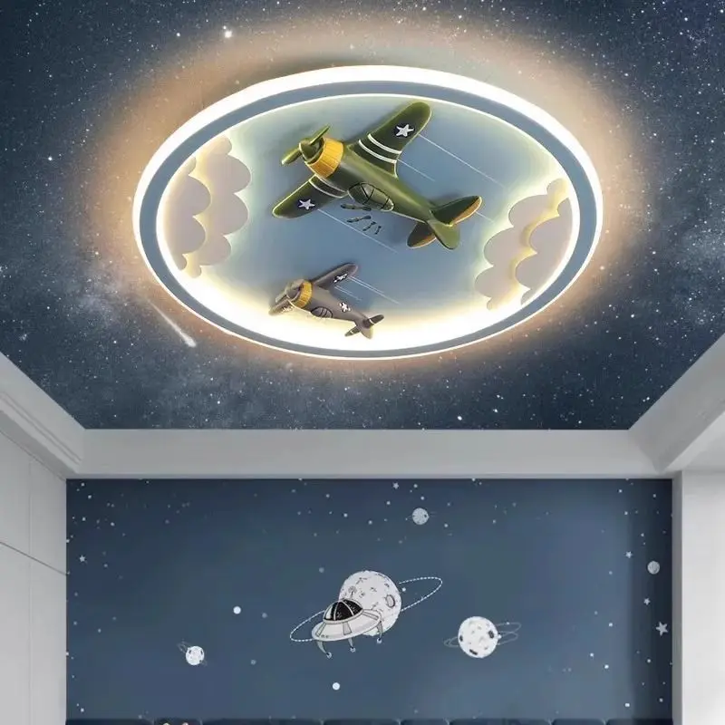 Children's room bedroom light, Nordic airplane ceiling light, children's cartoon children's creative, warm, personalized and sim