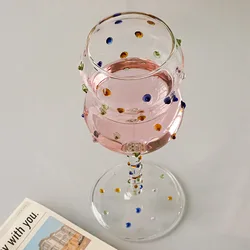 1 Piece 300ML Creative Cute Colorful Dots White Wine Goblet Red Wine Glass