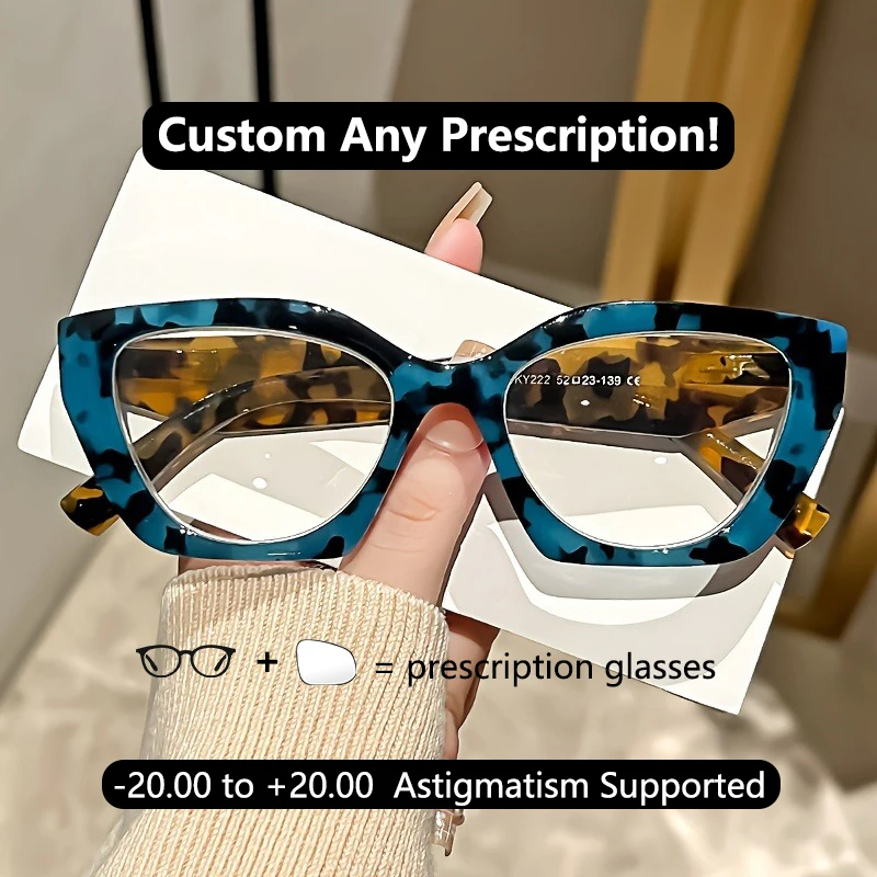

Fashion Prescription Glasses Women Progressive Custom Different Eyes Reading Glasses Look Far and Near Blue Light Myopia Glasses
