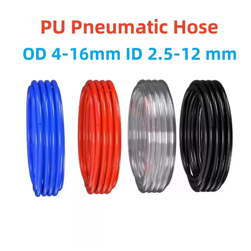 Air Component Hose Polyurethane Tubing Pneumatic Hose PU Pipe Air Tube Compressor Hose OD 4-16mm ID 2.5-12mm