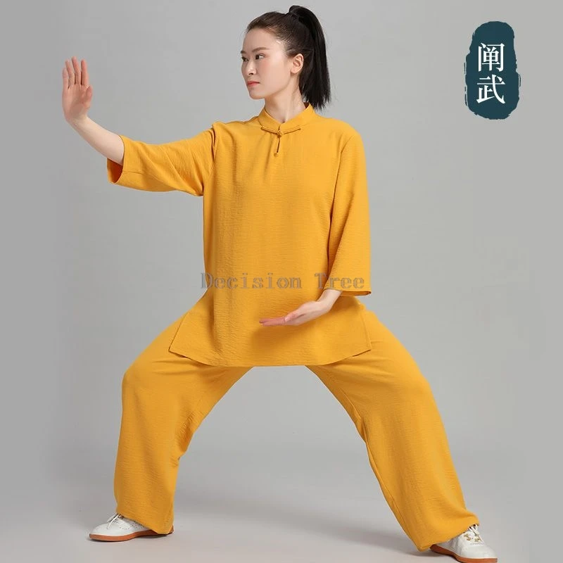 2024 chinesetai chi suit summer national style tai chi suit women new loose daily flowing cotton hemp tai chi training suit set