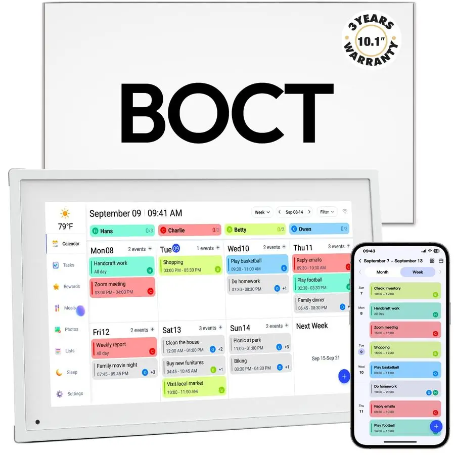 

10.1 Digital Calendar Wall 32GB Memory Touch Screen Chore Chart Smart Calendar,Digital Planner,AutoSync,APP Control,Interactive