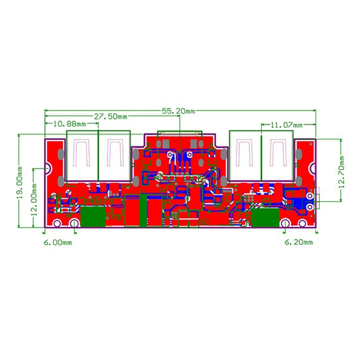 وحدة شحن معززة Micro-USB/Type-C 5V 2.4A شاحن بطارية مزدوج USB 18650