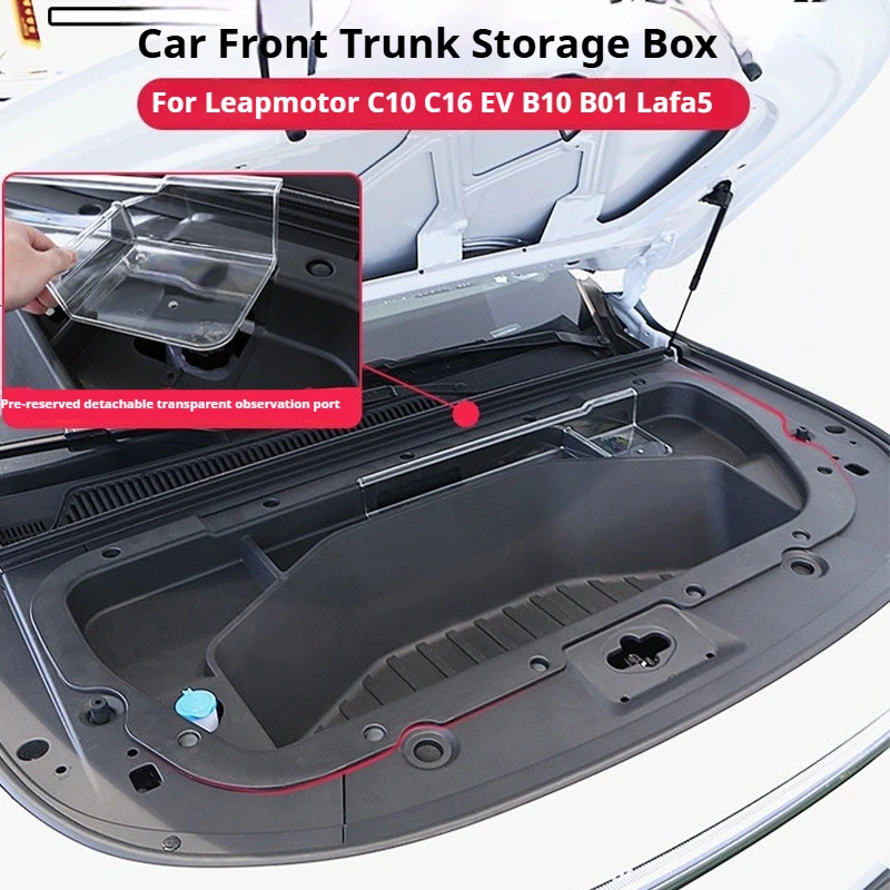 Scatola portaoggetti integrata per il bagagliaio anteriore dell'auto, accessori di modifica per il bagagliaio, per Leapmotor C10 C16 EV B01 Lafa5