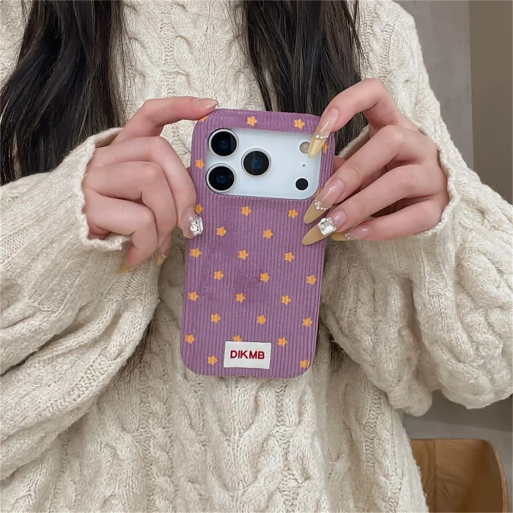 Korea Purple nylon Fabric Phone Case For iPhone 18 Pro 14 15 16 17 Pro Max Cover Shockproof Soft Cute Cases For Apple 18pro Max