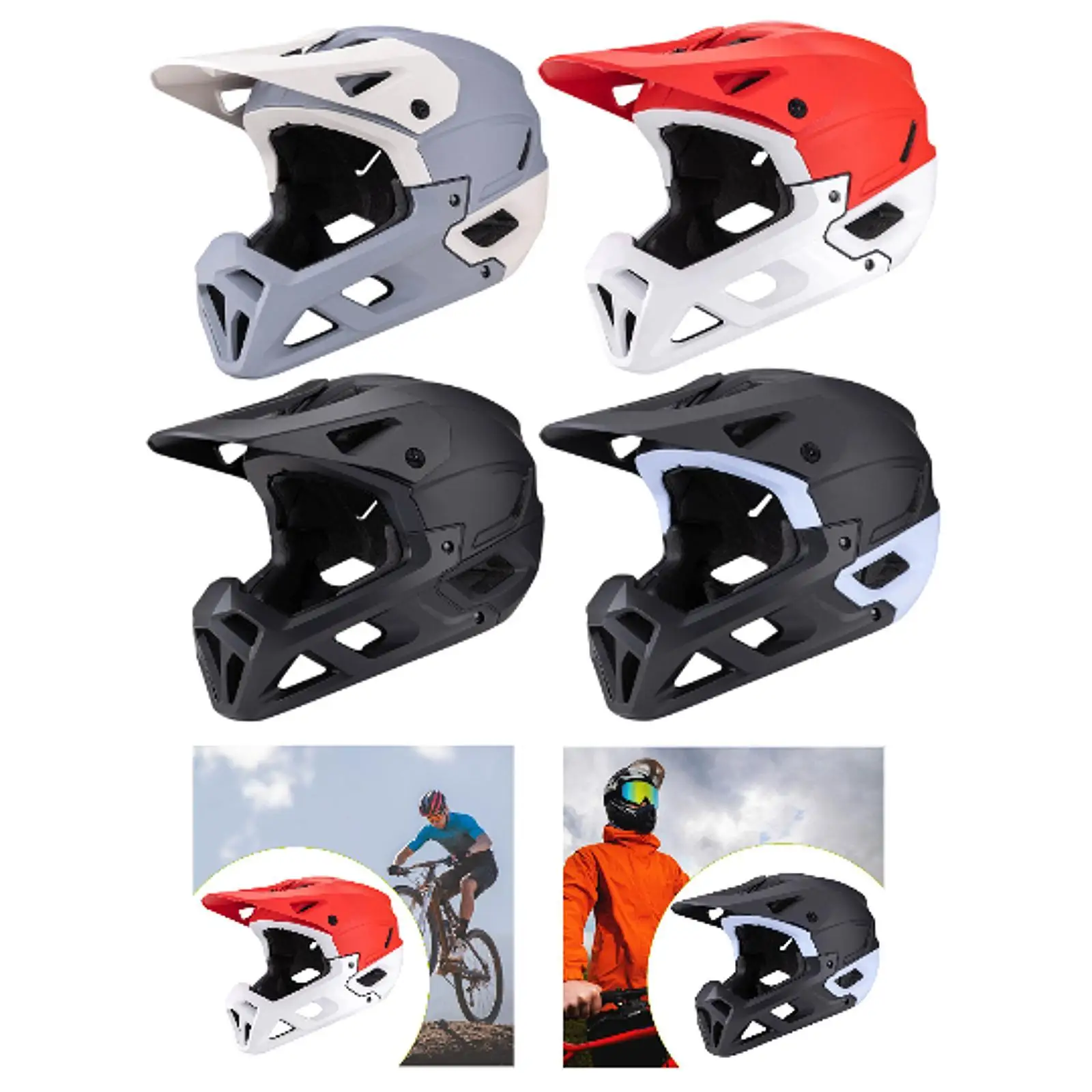

Mountain Bike Helmet Cycling Gear with Detachable Chin Pad Breathable for Men Women Lightweight Bike Helmet Bicycle Helmet