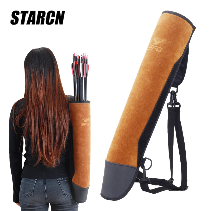 

High Quality Archery Arrow Bag Quiver Traditional Outdoor Hunting Recurve Compound Bow and Arrow Frosted Leather Accessories